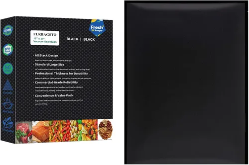 Bolsas selladoras al vacío negras de 15 x 20 pulgadas, bolsas de sellado al vacío precortadas de 5.5 mil para almacenamiento de alimentos, al vacío