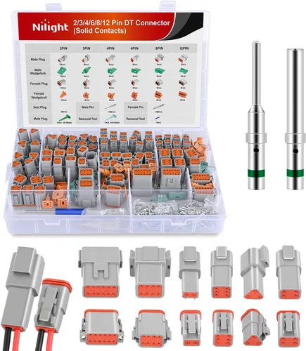 Miniatura 14 de Nilight Kit de conectores DT de 2 pines, 3 juegos de tamaño 16 contactos sólidos, terminal macho hembra impermeable para conectores de la serie DT
