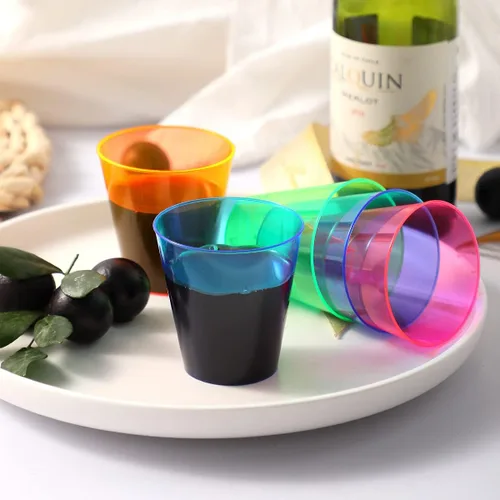 Miniatura 7 de 250 vasos desechables de plástico, vasos de fiesta multicolor neón de 1 onza, vasos desechables de plástico duro para margarita, whisky