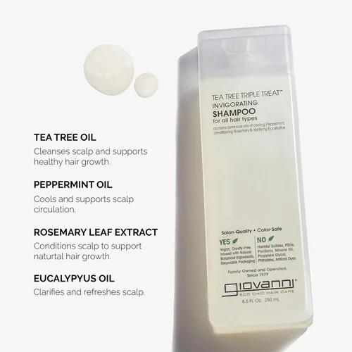 Miniatura 3 de Shampoo Giovanni Triple Treat de árbol de té, 8.5 oz