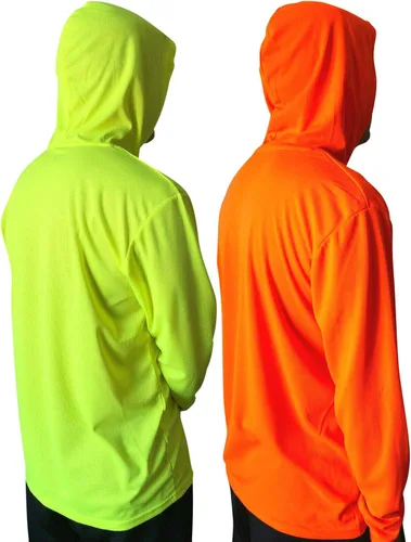Miniatura 8 de NY GOLDEN FASHION Hi Vis - Camiseta de alta visibilidad de manga larga para trabajo de construcción con capucha 2 piezas amarillo neón