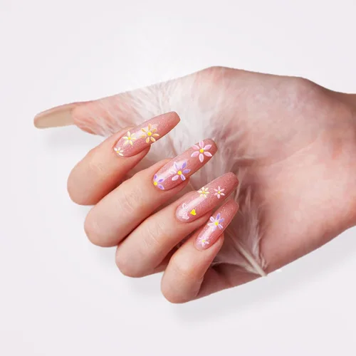 Miniatura 4 de Calcomanías de uñas, 4 hojas en relieve floral 5D, autoadhesivas para manicura de bricolaje