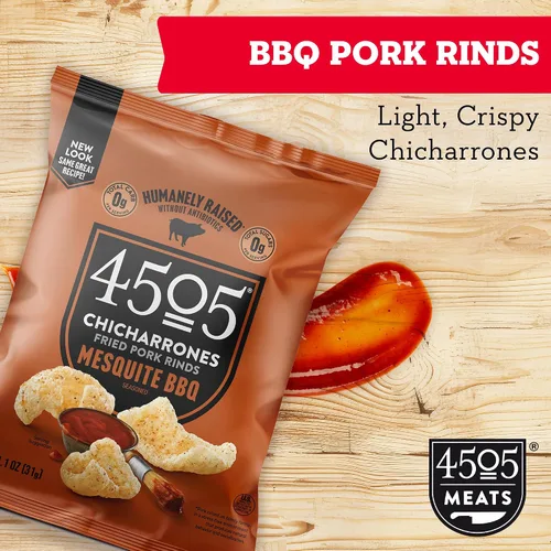 Miniatura 3 de 4505 Chicharrones sazonados a la barbacoa, cortezas de cerdo fritas – Pieles de cerdo con sabor a barbacoa – Bajo en carbohidratos, sin gluten