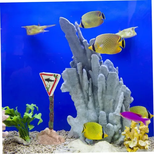 Miniatura 2 de ULTECHNOVO Decoración de acuario artificial Pe117 Shark Fish Tank Señal de advertencia de dibujos animados de resina ornamento único paisaje