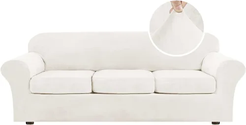 Miniatura 119 de H.VERSAILTEX - Funda elástica para sofá de 3 piezas, de suave terciopelo afelpado, para sofá biplaza con 2 cojines de hasta 72 pulgadas de ancho, se