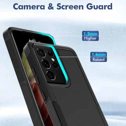 Miniatura 5 de Funda para Samsung Galaxy S21 Ultra: funda protectora de doble capa resistente para teléfono celular, a prueba de golpes, con protector de pantalla