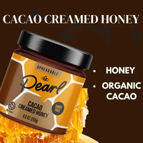 Miniatura 8 de Pearl Honey Spreads - Miel cruda en crema con sabor a chocolate orgánico de cacao - Sin químicos, sin soja y miel cruda 100% natural Tarro de 8.8