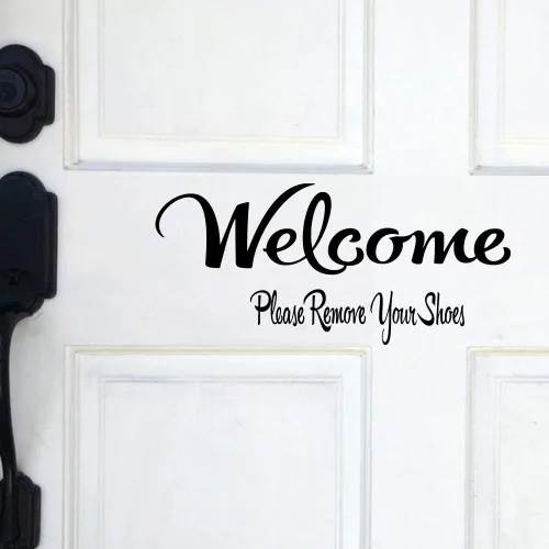 Miniatura 2 de Welcome Please Remove Your Shoes Vinilo Adhesivo de pared Hogar DIY Entrada Letras Palabras de pared
