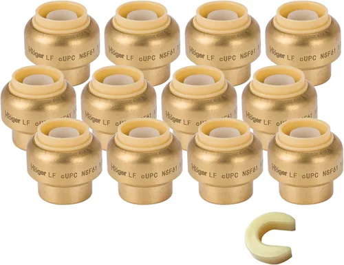 Miniatura 24 de Paquete de 12 acoplamientos rectos Pushfit de 1/2 pulgada, acoplamiento a presión de latón PEX con clip de desconexión, accesorios de plomería a