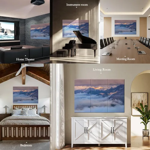 Miniatura 7 de JBER Paquete de 6 paneles acústicos artísticos, paneles de pared insonorizados de 72 x 48 pulgadas, paneles de pared autoadhesivos grandes, paneles