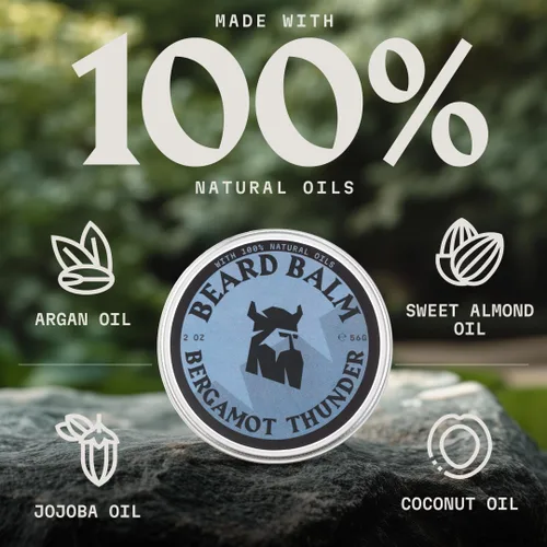 Miniatura 10 de Striking Viking Bálsamo para barba para hombres – Acondicionador para barba sin enjuague – Bálsamo de peinado hecho con mantequilla de barba