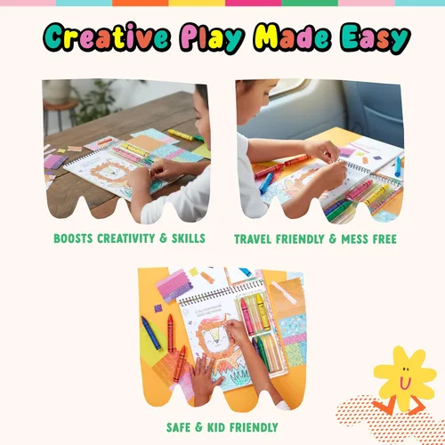 Miniatura 4 de Bright Stripes Art on The Go Collage Fun Jungle Theme Travel Kit para niños a partir de 3 años Actividad sin desorden con crayones y calcomanías