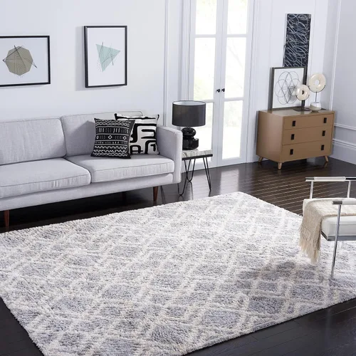 Miniatura 12 de SAFAVIEH Berber Shag Collection - Alfombra decorativa, 2 x 4 pies, diseño marroquí, color gris y crema, no desprende pelusa y de fácil cuidado, 1.2