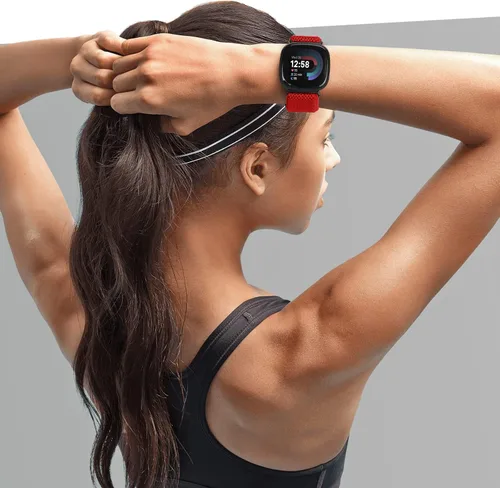 Miniatura 5 de Bandas elásticas compatibles con Fitbit Versa 4/Fitbit Sense 2/Fitbit Versa 3/Fitbit Sense bandas para hombres y mujeres, paquete de 4 correas