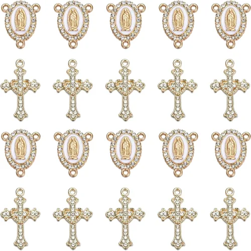 Jiali Q Juego de 20 piezas de conectores cruzados y colgantes de diamantes de imitación para la fabricación de joyas (dorado)