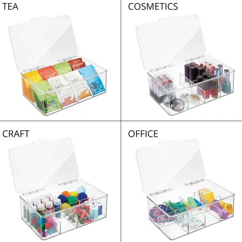 Miniatura 7 de mDesign - Caja de almacenamiento para bolsas de té, de plástico, apilable, para alacenas de cocina, encimeras, despensas – Organizador para bolsas