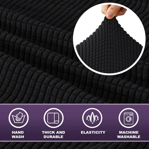 Miniatura 3 de MeilleMaison Funda elástica para silla reclinable, funda para sofá de 1 pieza con parte inferior elástica, lavable, protector de muebles Negro