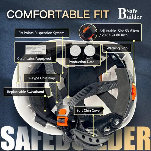 Miniatura 4 de Casco de Seguridad de Construcción con Visera Casco Duro ABS Cascos Duros de Ventilación Ajustable Protección de Cabeza de Trabajo Industrial