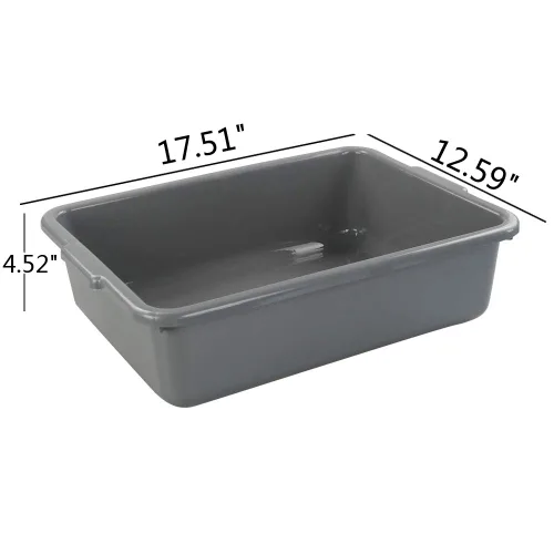 Miniatura 3 de Juego de 4 cajas de plástico gris de 13 L, caja de autobús comercial grande para platos