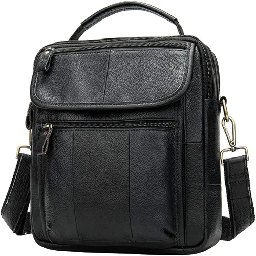 Bolso de hombro pequeño de cuero para hombres y mujeres, para viajes al aire libre, negocios