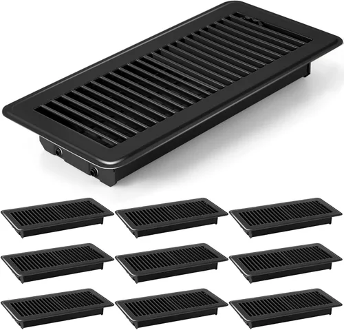 Miniatura 9 de Retisee 4 cubiertas de ventilación de registro de piso de 4 x 12 pulgadas, rejillas de ventilación de piso de acero resistente con flujo de aire