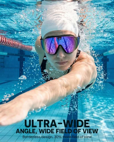 Miniatura 2 de Zoomsnail Swim Goggles 2 Pack, Rimless Wide View Swimming Goggles for Adult, Anti-Fog UV Leaking Pool Goggles for Men Women Verde y Púrpura