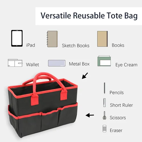 Miniatura 2 de Cupohus - Bolsa de almacenamiento para organizador de arte y manualidades con bolsillos y asas, organizador portátil de tela Oxford para maestros