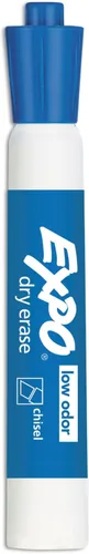 Miniatura 4 de EXPO Marcadores de borrado en seco, tinta de bajo olor, azul, punta de cincel, 12 unidades, pizarra blanca, calendario, organización, suministros
