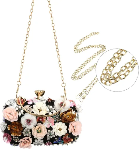 Miniatura 5 de Rkrouco Bolso de mano floral para mujer, bolso de mano de flores coloridas con diamantes de imitación de metal