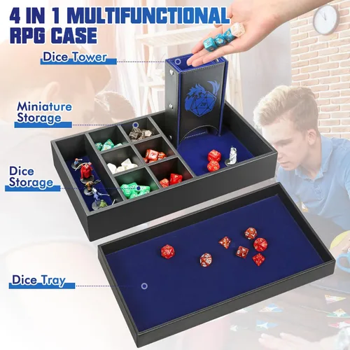 Miniatura 2 de Bandeja de Dados DND y Caja de Almacenamiento de Torre, Estuche Portadados D&D 4 en 1