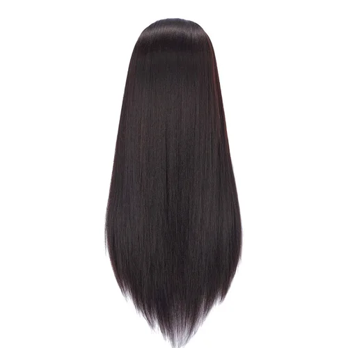 Miniatura 5 de 26-28" Cabeza de maniquí con cabello de fibra sintética Yaki para estilizar, cabeza de muñeca para entrenamiento de cosmetología, cabeza de maniquí