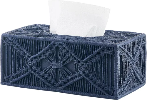 Miniatura 13 de Caja de pañuelos blanca cuadrada de resina para decoración del hogar, soporte de caja de pañuelos de cubo de mármol acanalado vertido a mano – Caja