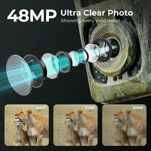 Miniatura 3 de K&F Concept Cámara de rastreo 4K 48MP, cámara de juego con visión nocturna sin brillo, tiempo de disparo de 0.1s, lente ancha de 120°, impermeable