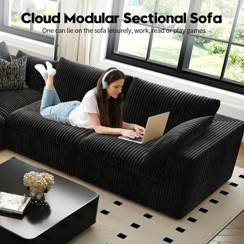 Miniatura 6 de LoveSeat Cloud Couch Sofá Seccional Modular para Sala de Estar, Sofá Moderno con Asiento Profundo, Sofá de 2 Plazas Sin Huesos con Otomana, Cómodos