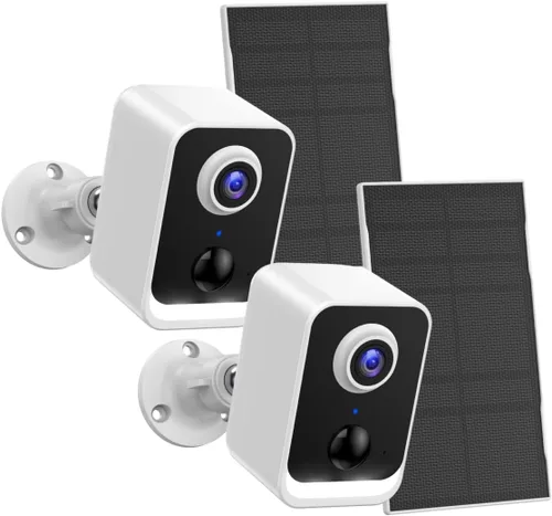 Miniatura 10 de Cámaras de seguridad PEEIPM inalámbricas para exteriores: cámaras con energía solar para sistema de seguridad del hogar WiFi, batería, kit de 2-negro