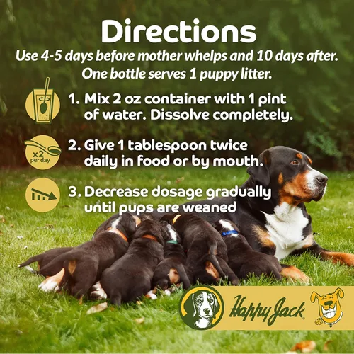 Miniatura 6 de HAPPY JACK Milkade - Suministros de cría y lactancia para perros, ayuda para la producción de leche para perras y arena saludable, vitamina prenatal