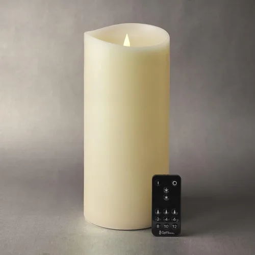 Miniatura 12 de Velas LED sin llama con control remoto, 3 x 5.1 pulgadas, llama móvil parpadeante 3D, velas que funcionan con pilas en carcasa de cera real para uso