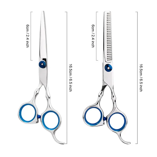 Miniatura 3 de Kit profesional de corte de pelo para el hogar, tijeras de corte de pelo para el hogar, peluquería, salón de peluquería, kit de tijeras de Azul