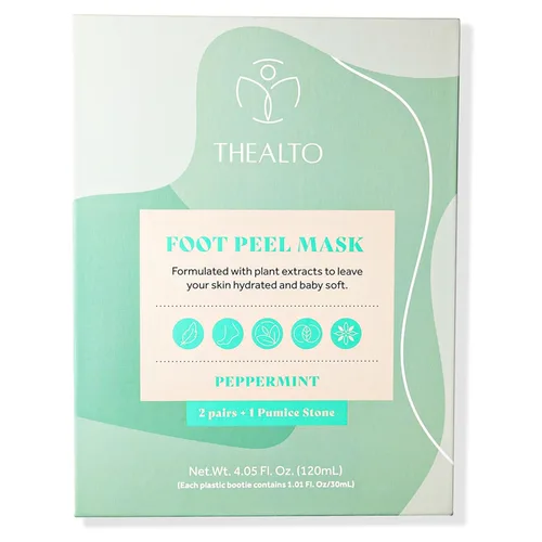 Mascarilla exfoliante para pies con piedra pómez, paquete de 2 – para pies secos, agrietados y callosos, aroma a menta, con extracto de planta para