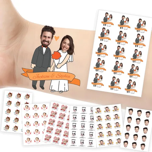 Miniatura 16 de Tatuajes temporales personalizados con foto y nombre, logotipo personalizado para adultos, niños, mujeres, hombres, regalo de boda, cumpleaños
