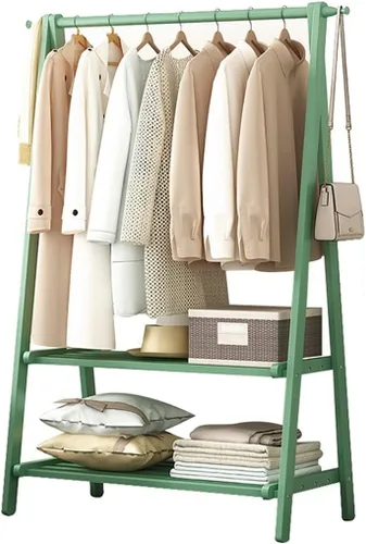 Miniatura 11 de Perchero de madera de bambú, con estantes de almacenamiento, estante para colgar ropa, para entrada, sala de estar, dormitorio