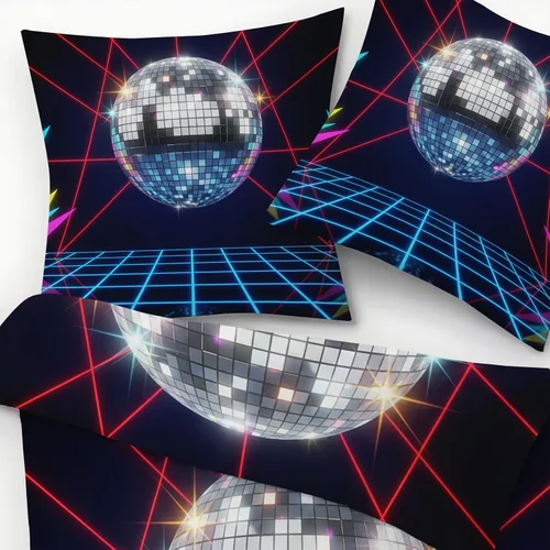 Miniatura 4 de Retro Disco Ball Duvet Cover Twin Size - Synthwave Neon Grid Bedding Set & Bedroom Decor, 2 Piece, Soft Microfiber Reversible Comforter Cover & 1