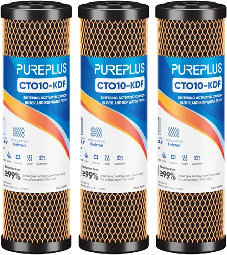 Miniatura 11 de Cartucho de filtro de agua de carbono CTO de 1 micrón, 2.5 x 10 pulgadas, repuesto para sistema de filtro de agua debajo del fregadero, Dupont