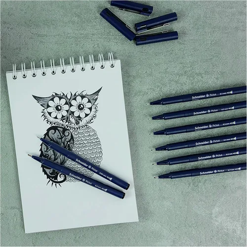 Miniatura 5 de Schneider Pictus Fineliner, cartera, 3 tamaños, tinta negra (197593)