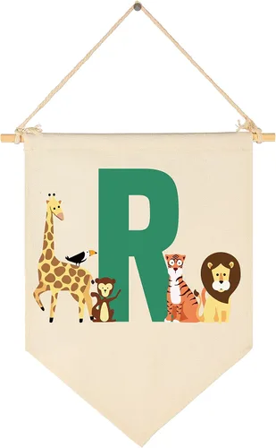 Miniatura 18 de Bandera personalizada de animales del bosque, regalos para bebé, niño, niña, recién nacido, banderín de safari de selva, letrero de pared, regalos