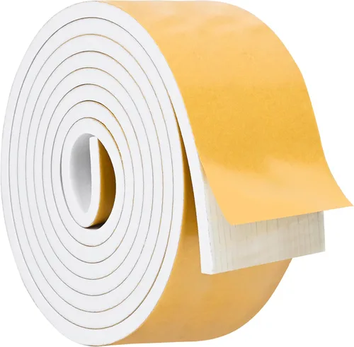 Miniatura 17 de Burlete de cinta de espuma autoadhesiva blanca para puertas y ventanas de 1 pulgada × 3/4 pulgada × 13 pies, tira de sellado de espuma de alta Blanco