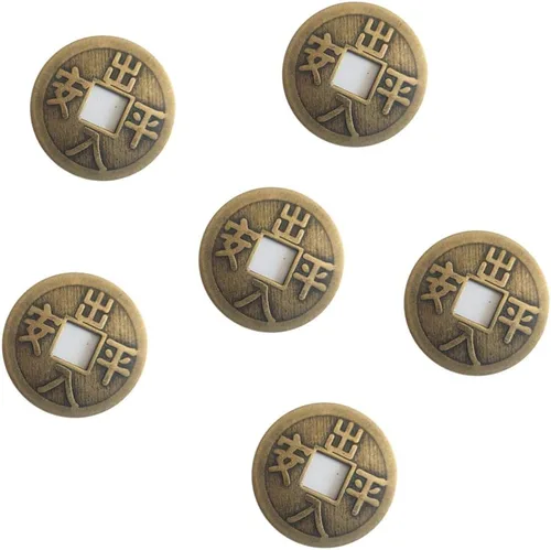 6pcs chino Feng Shui I Ching monedas de adivinación monedas de la fortuna monedas de buena suerte + bolsa de regalo (churupingan)