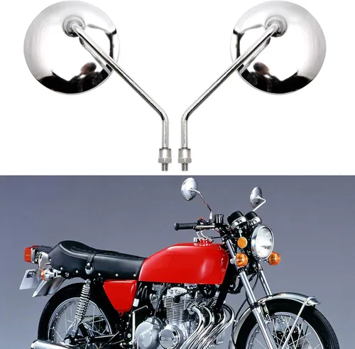 Miniatura 10 de Espejos retrovisores negros de 10 mm para manillar de motocicleta, compatibles con Honda, Kawasaki, Suzuki, scooter de crucero (negro)