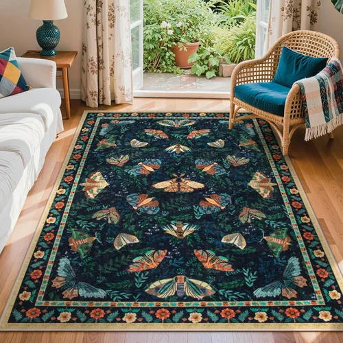 Miniatura 23 de Lahome Alfombra de Otoño Selva 5 x 7 pies para sala de estar y dormitorio, lavable a máquina, alfombra suave de atardecer para niños para sala
