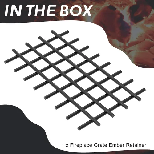 Miniatura 9 de Flamorrow Retenedor de brasas de rejilla para chimenea, rejilla de malla de acero resistente de 16 x 10 pulgadas para rejilla de chimenea, retenedor